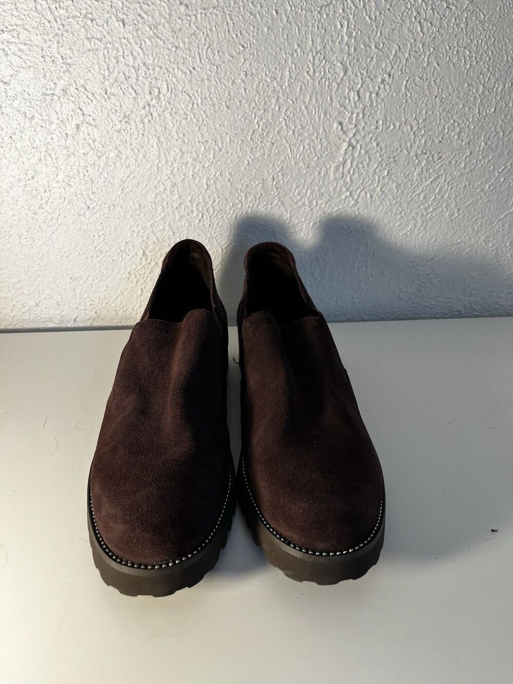 Van Eli Dark Brown Suede Platform Slip-On Loafers - Size 8.5